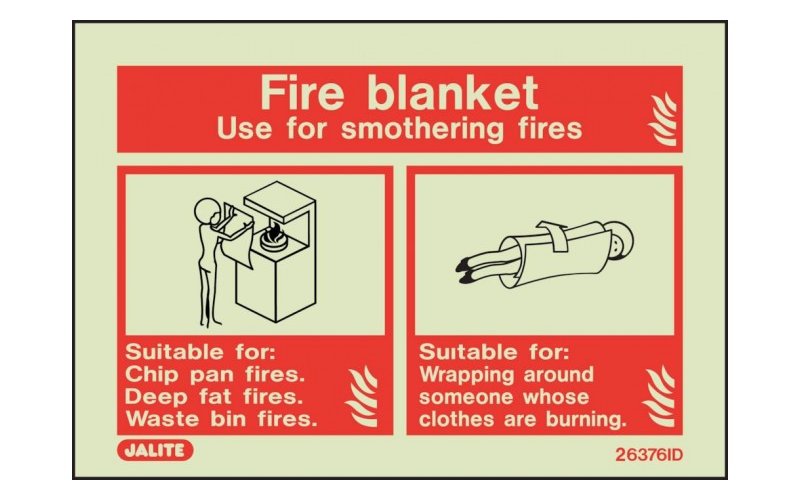 Fire Blanket ID Sign Photoluminescent (100mm x 150mm)