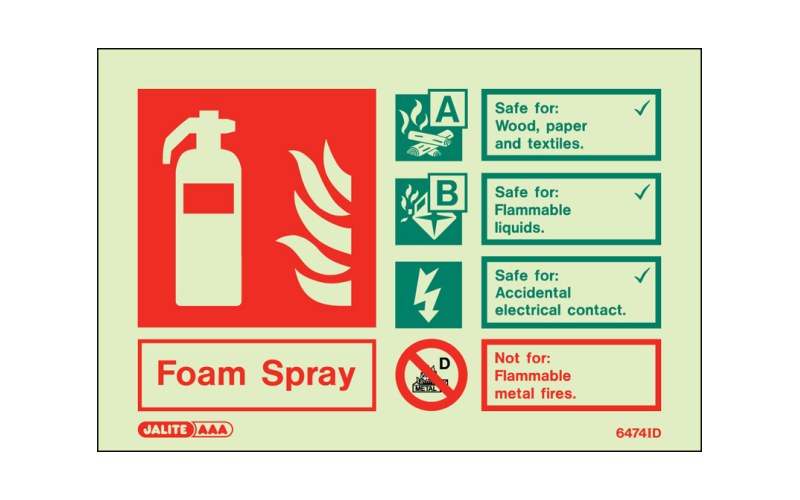 Foam Spray ID Sign Photoluminescent (100mm x 150mm)