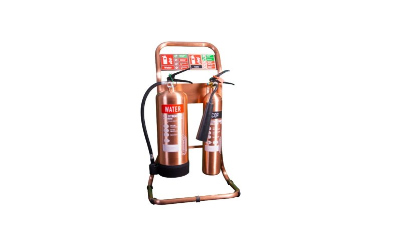 Double Tubular Extinguisher Stand Antique Copper