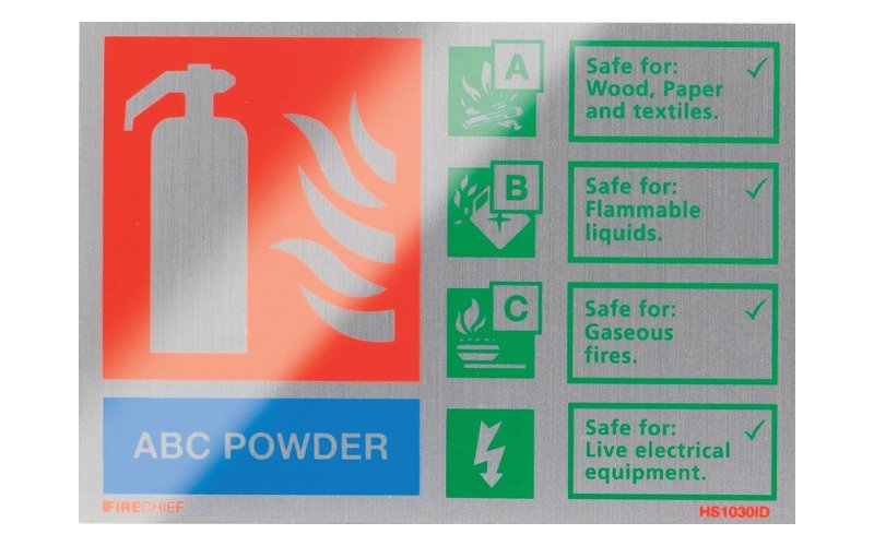 Brushed Aluminium Abc Powder Extinguisher ID (105mm x 150mm)