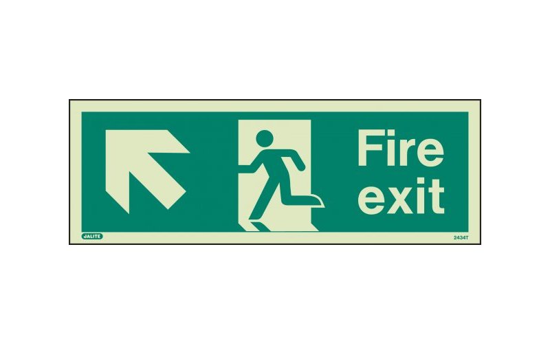 Fire Exit Sign with Up Left Arrow